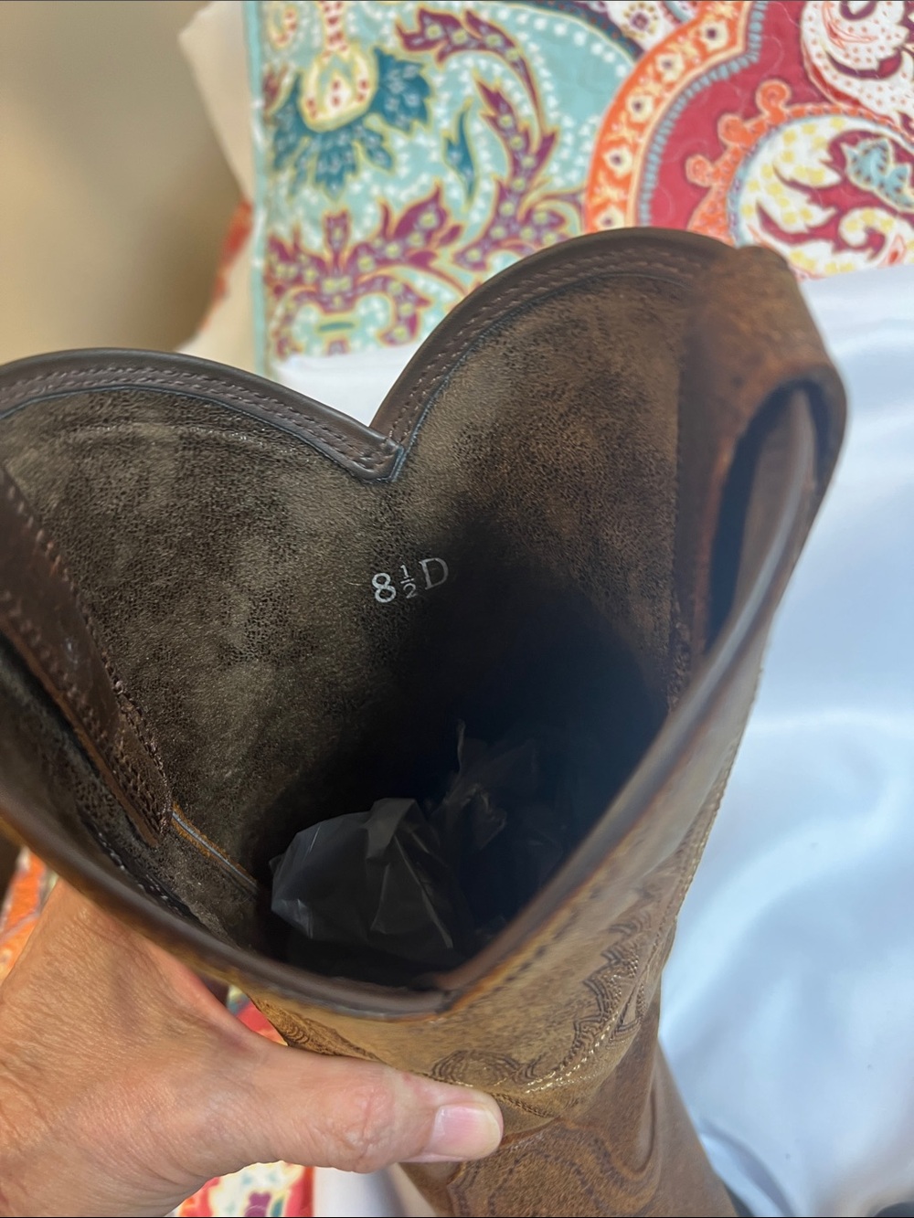 Ariat Brown Distressed Leather Cowboy Boots - Picture 9 of 10